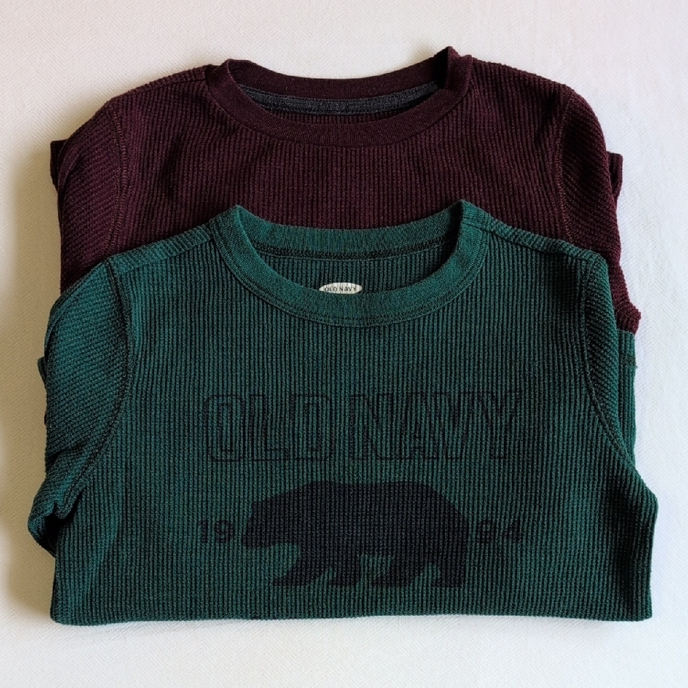 old navy 2-pack thermal waffle knit long sleeve shirt bundle lot size XS/5 boys